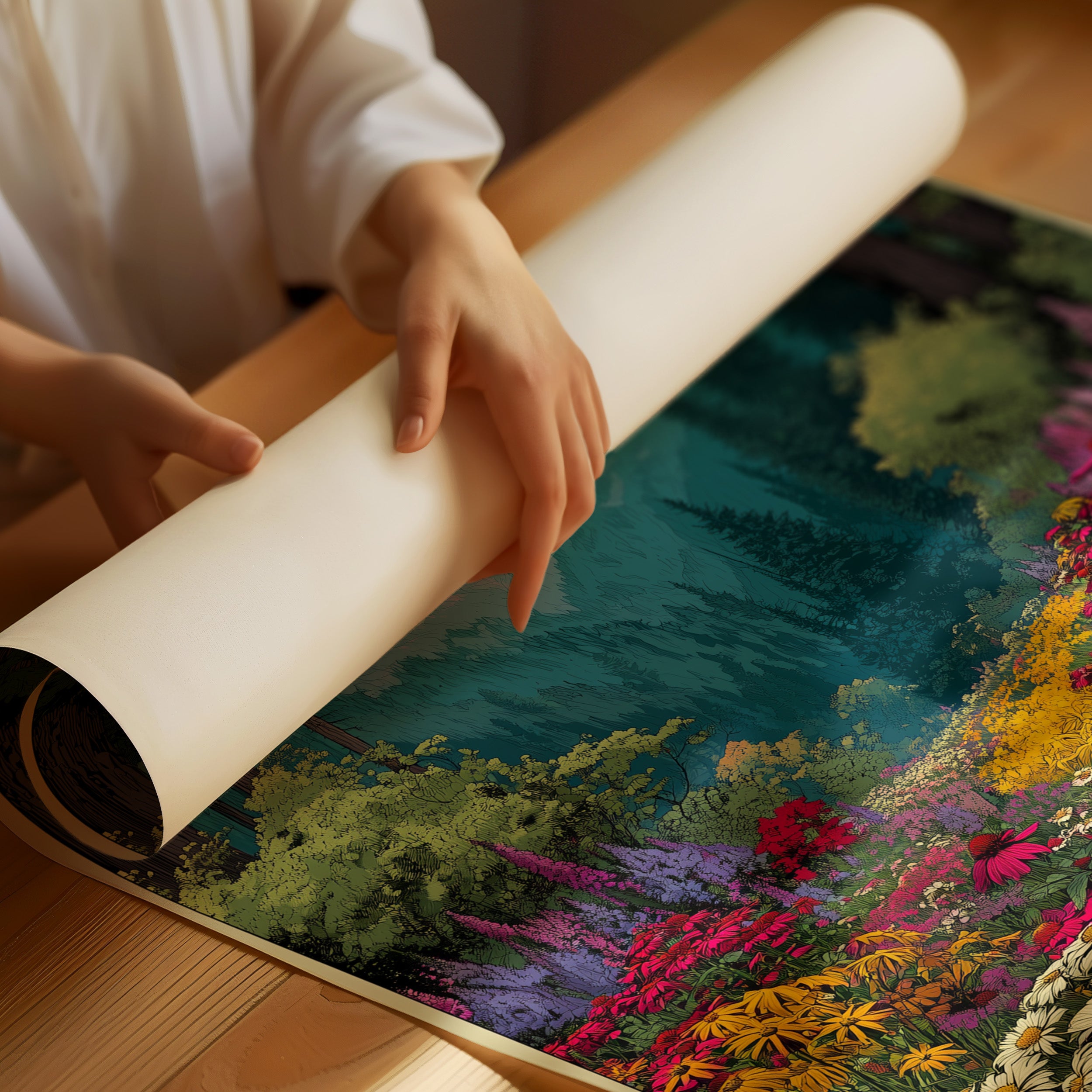 Wildflower Vista: Retro National Park Poster
