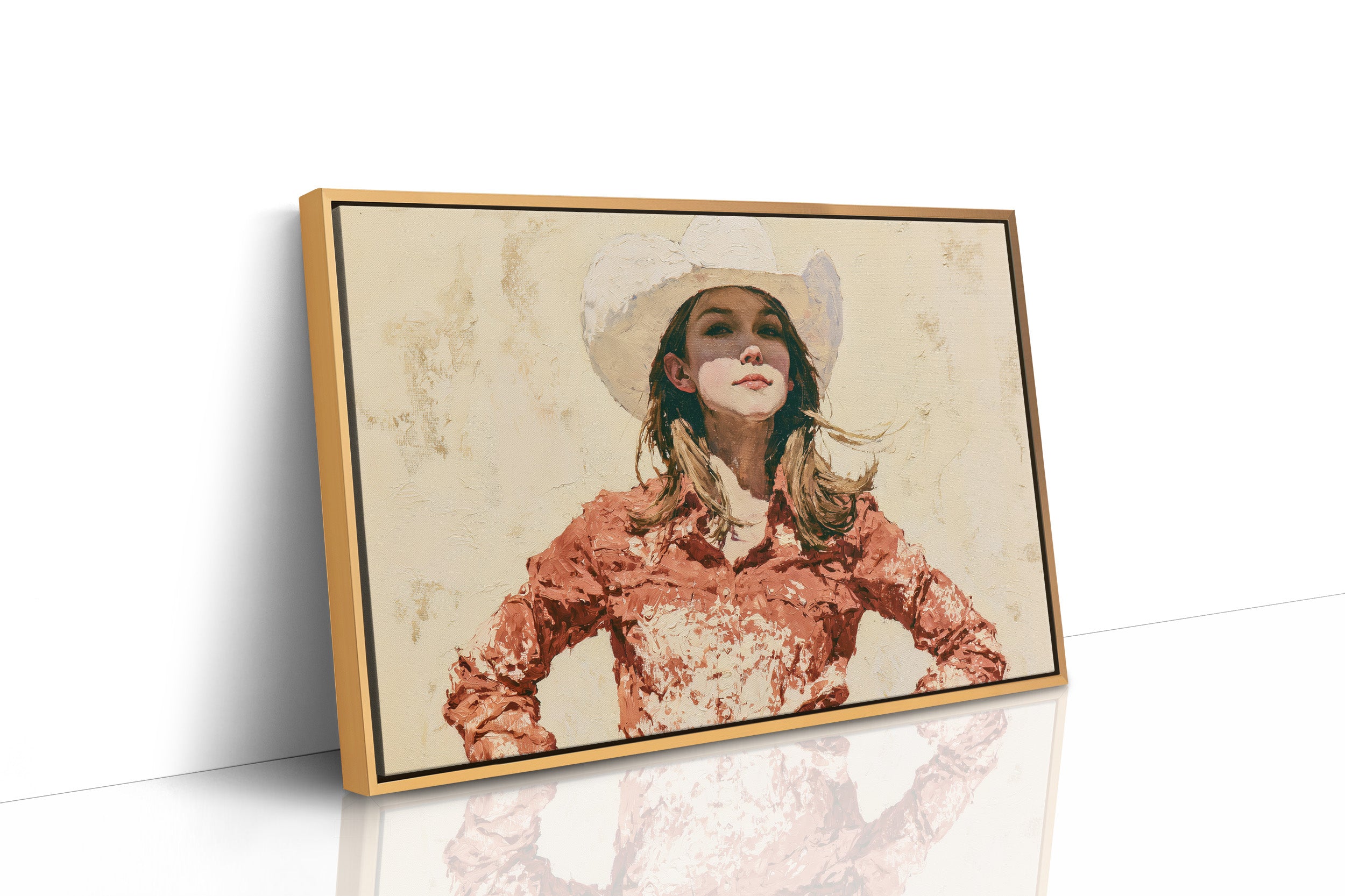Confident Gaze, Coral Western Shirt