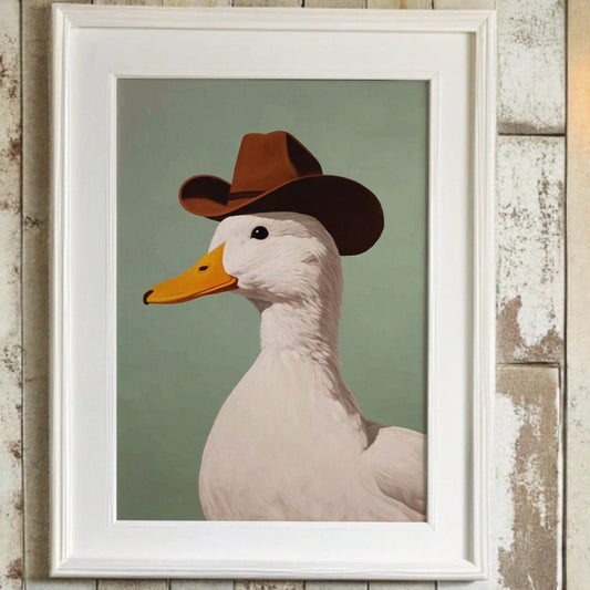 Ranch Duck Tips His Western Hat