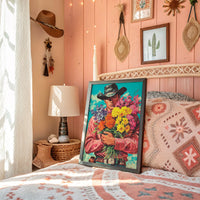 Wild Blooms Against Weathered Leather
