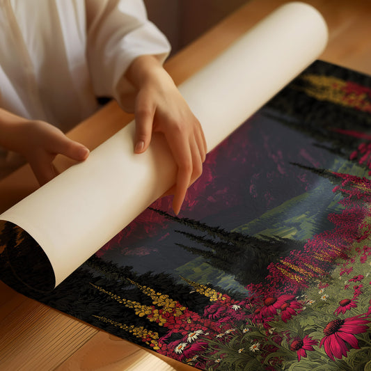 Alpenglow Meadow: Retro National Park Poster