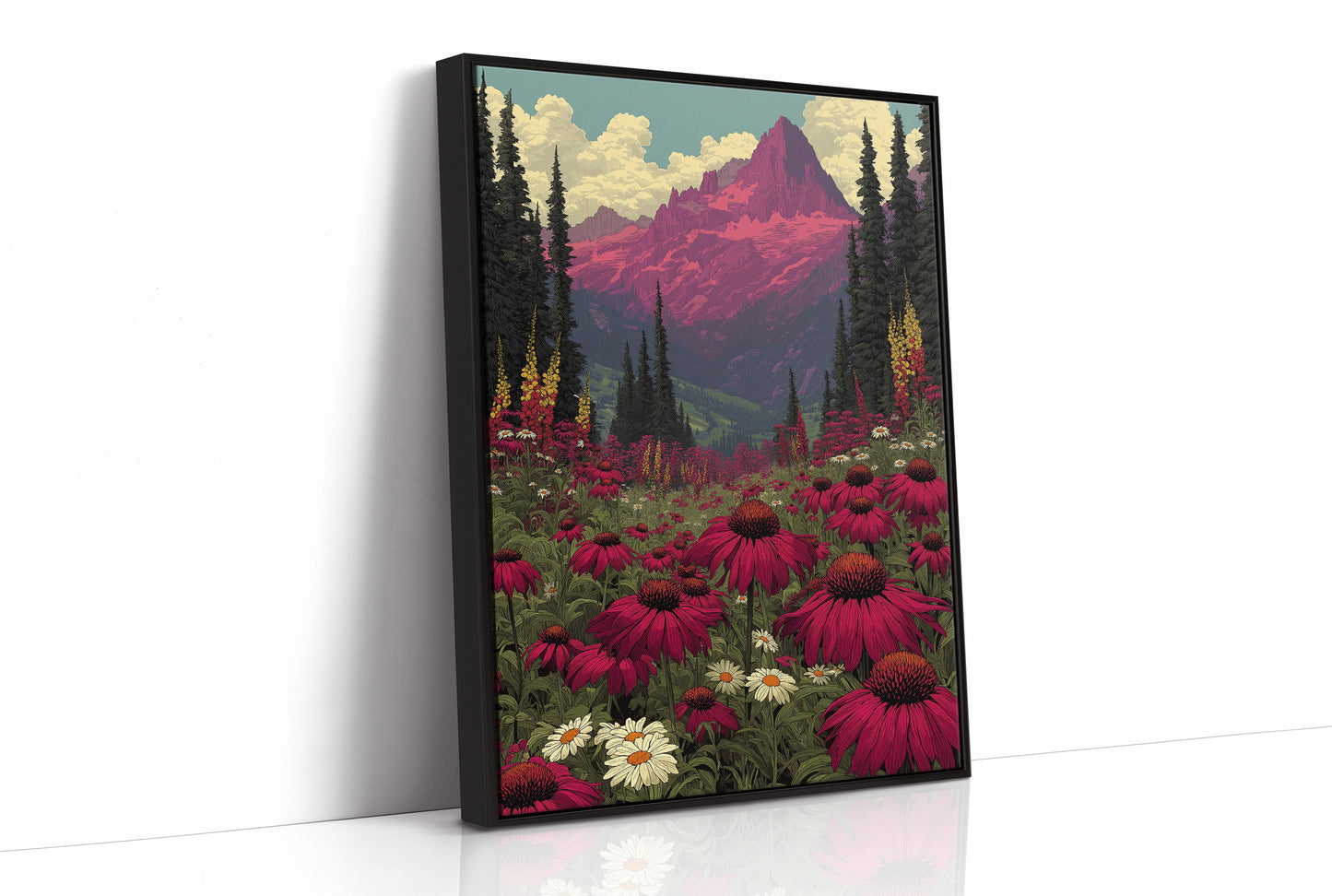 Alpenglow Meadow: Retro National Park Poster
