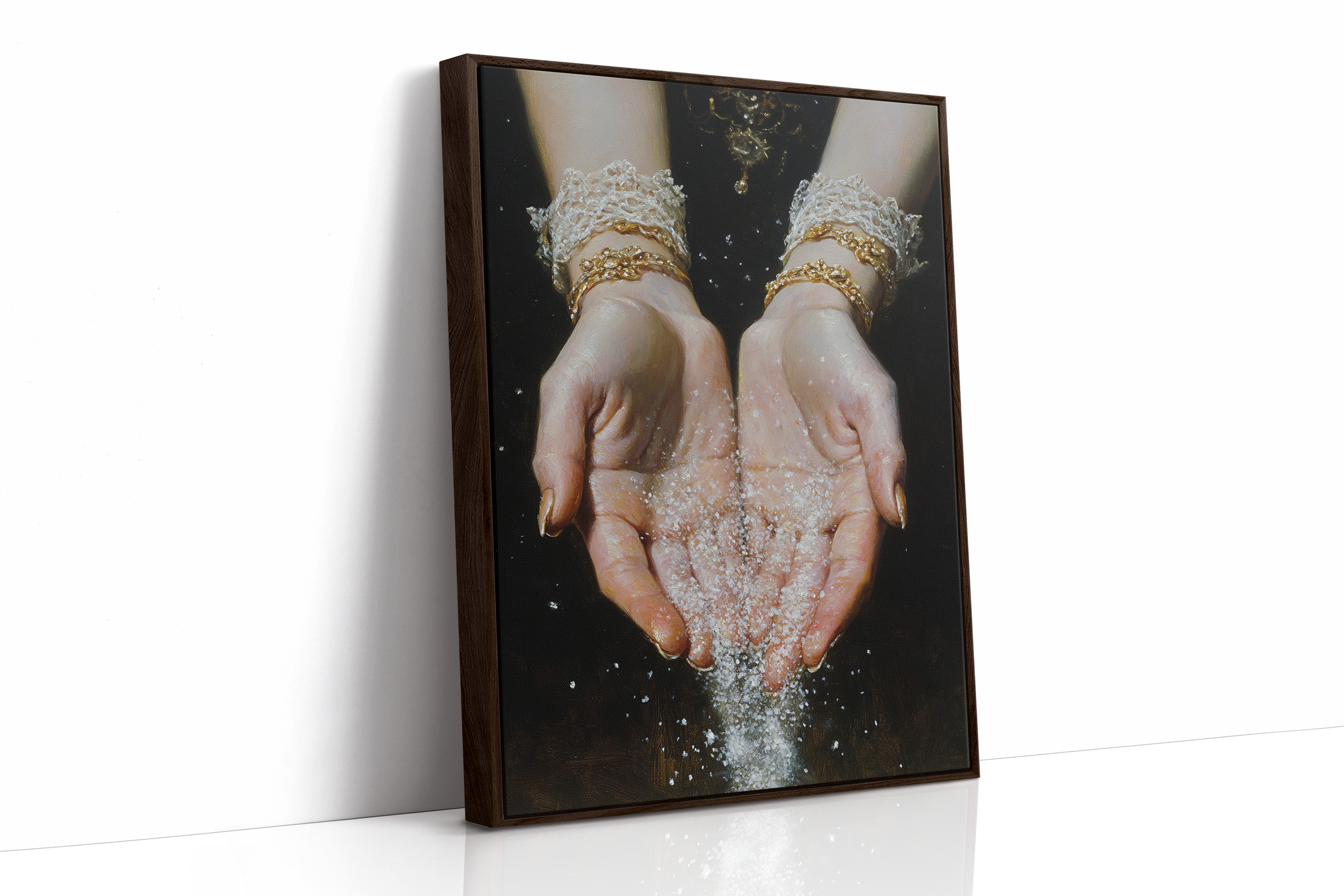 Glistening Moments Between Fingers