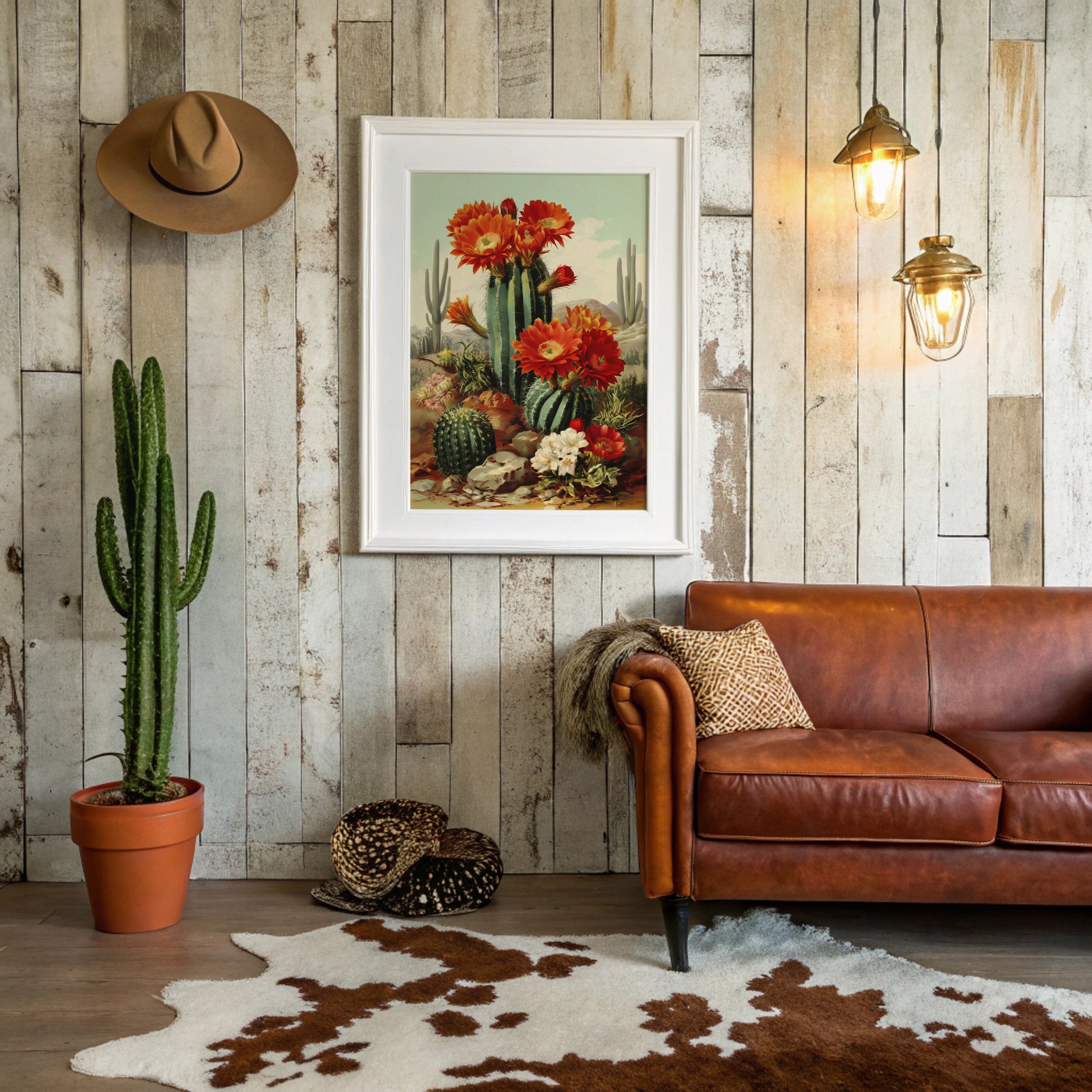 Desert Blooms Dance Against Mountains