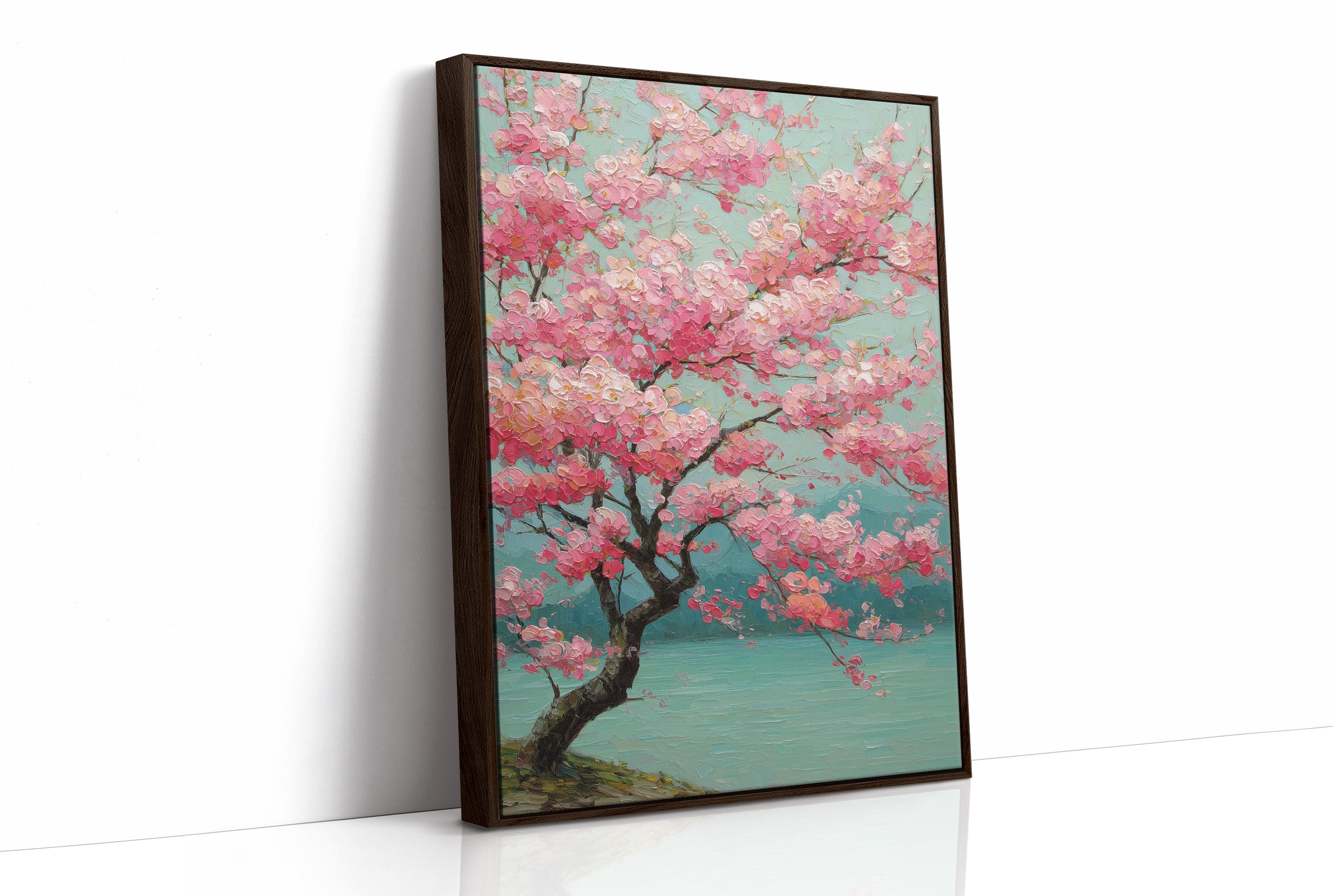 Cherry Blossoms Dance In Turquoise Light