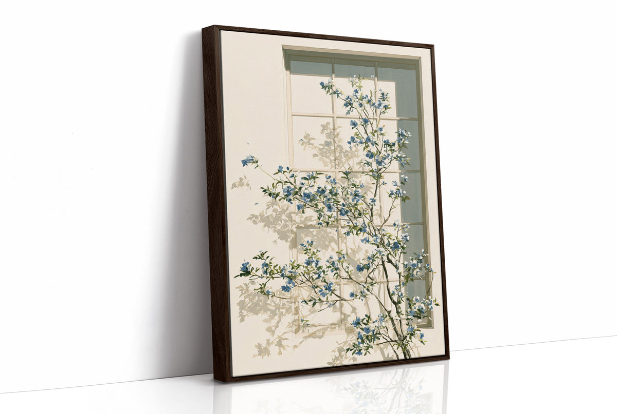 Blue Blossoms at the Windowpane