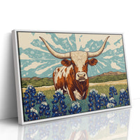 Texas Icon – Longhorn and Bluebonnets Pop Art
