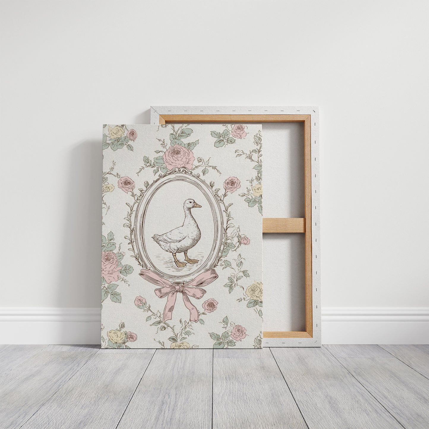 Pastoral Portrait: Duck in Floral Elegance
