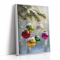 Ornaments Dance Under Snowy Boughs