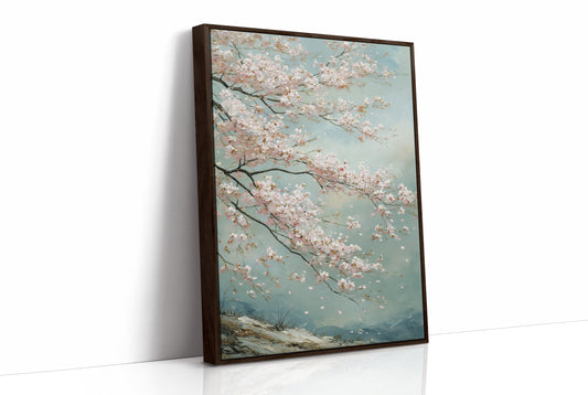 Cherry Blossoms Dance Against Turquoise