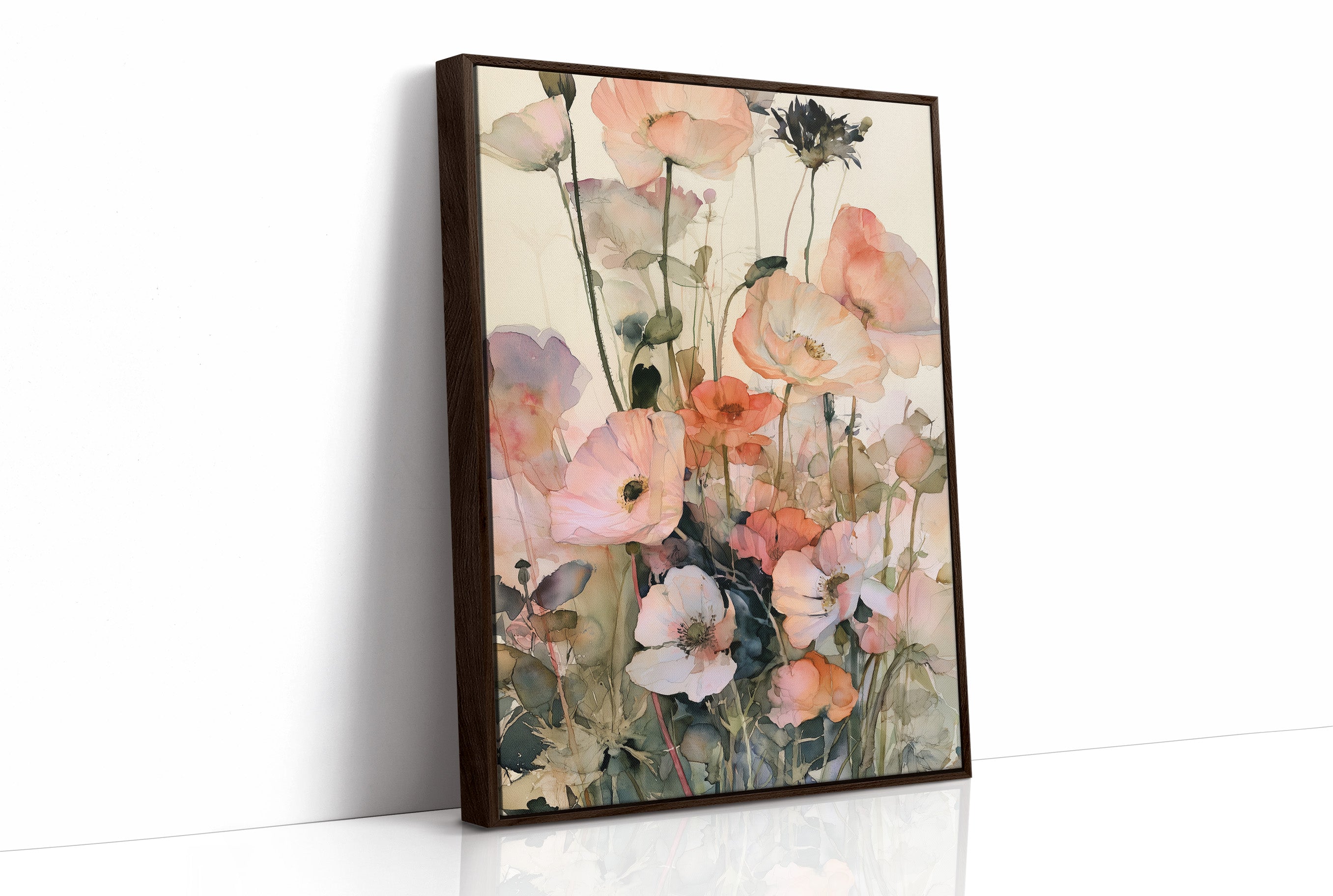 Poppies in Coral Wash