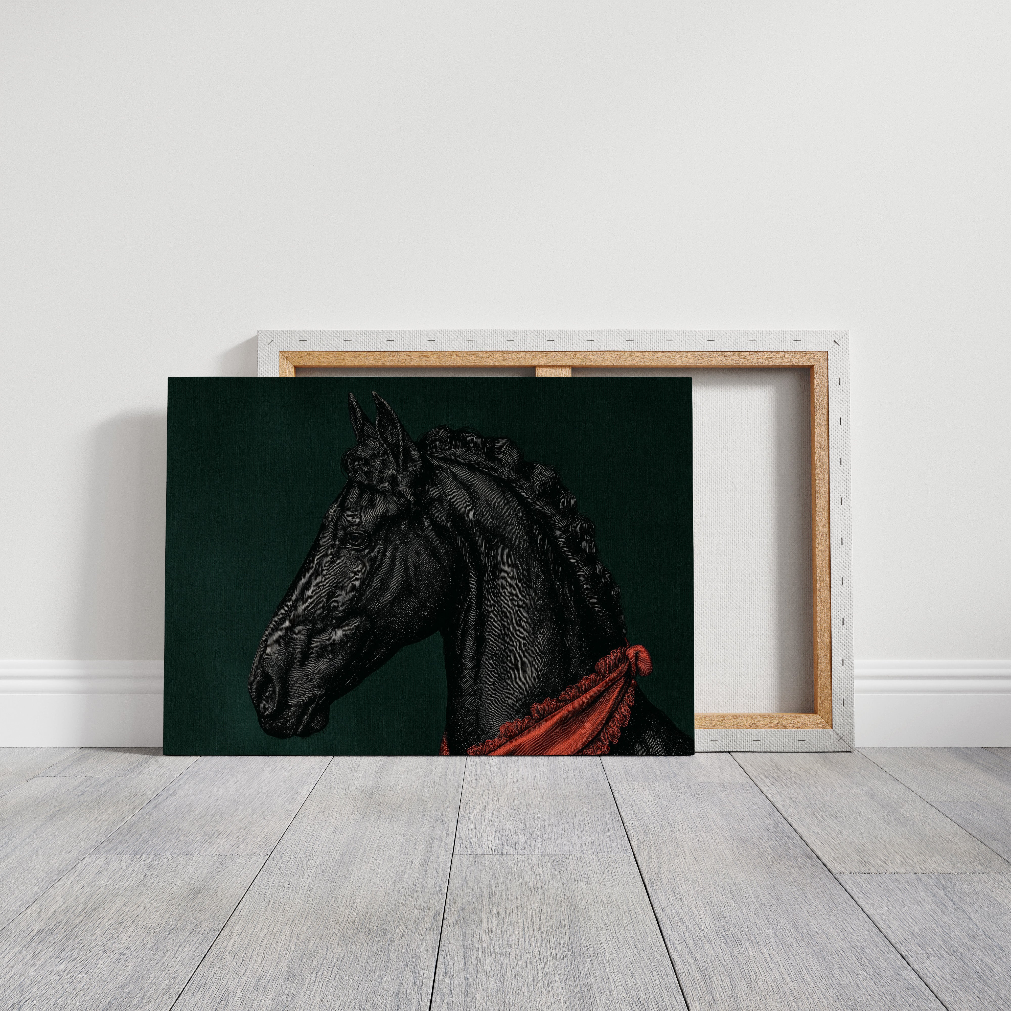 Midnight Stallion in Crimson Silk