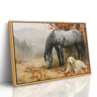 Grey Mare and Golden Retriever, Autumn