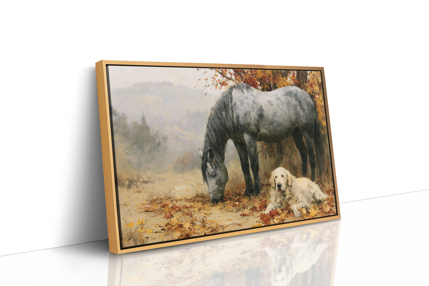 Grey Mare and Golden Retriever, Autumn