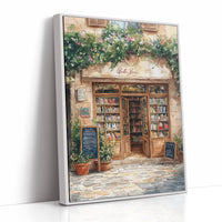 Charming French Bookstore – Vintage European Street Scene Wall Art