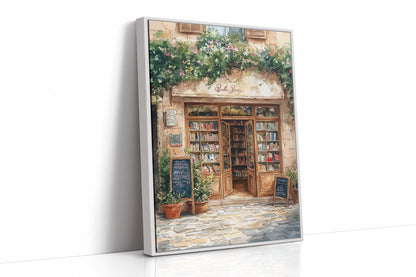 Charming French Bookstore – Vintage European Street Scene Wall Art