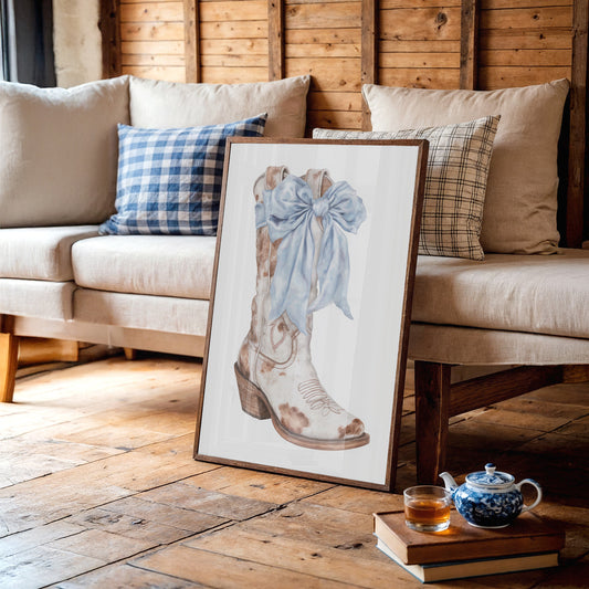 Blue Ribbons Dance On Ranch Leather