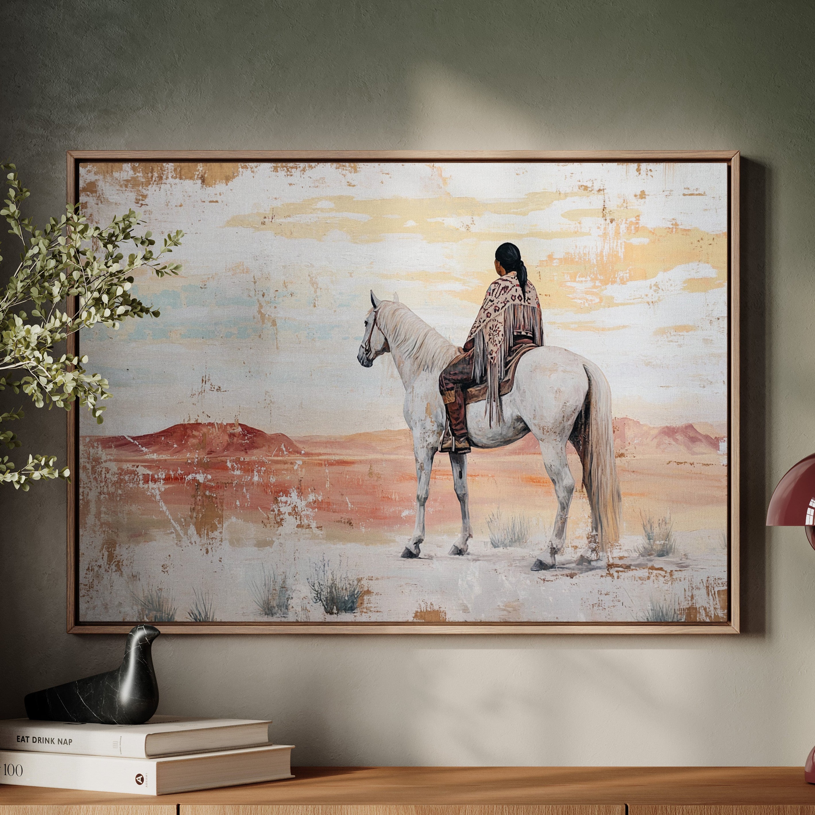 Desert Watcher on White Horse