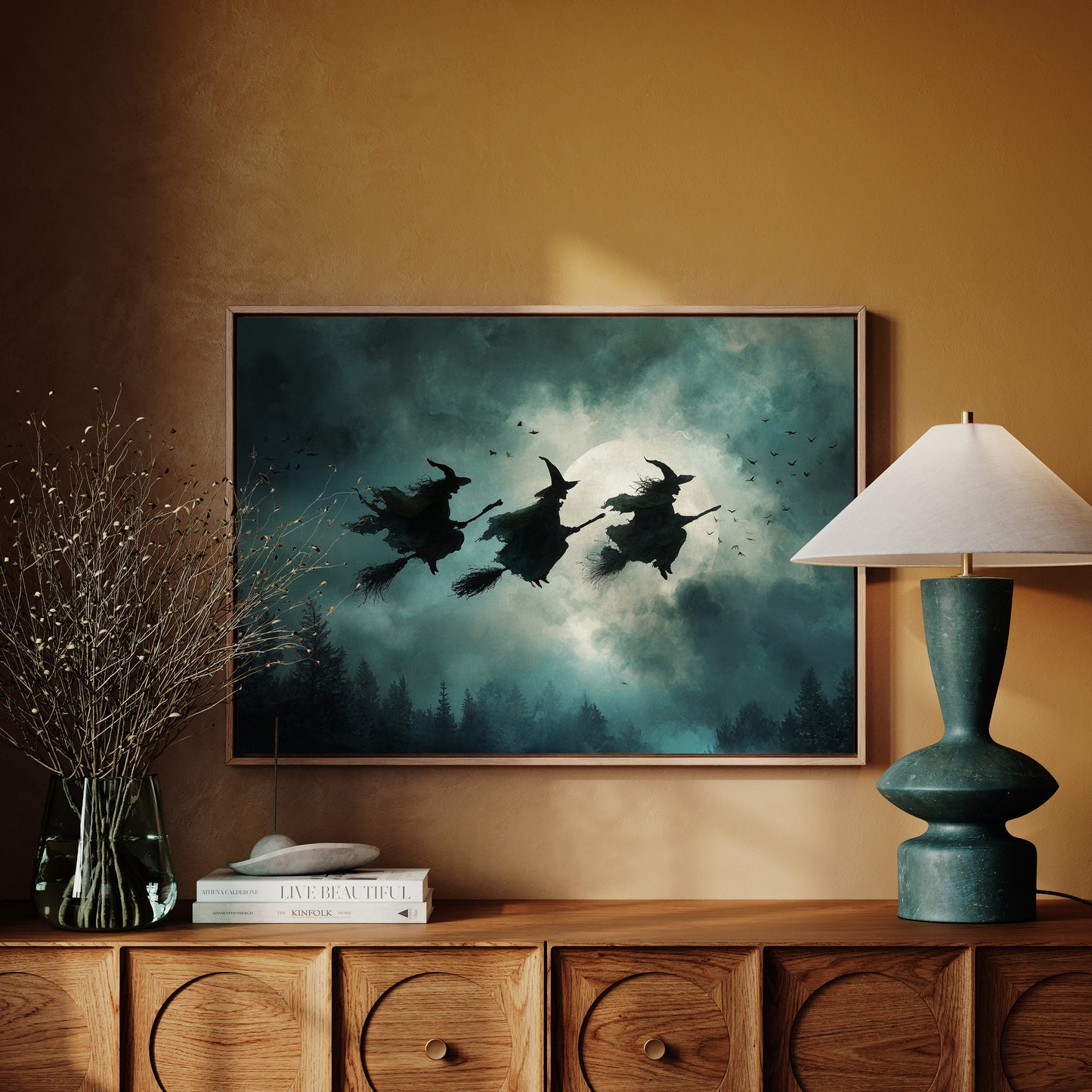 Broomsticks Against a Silver Sky