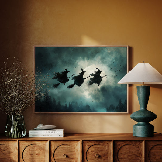 Broomsticks Against a Silver Sky