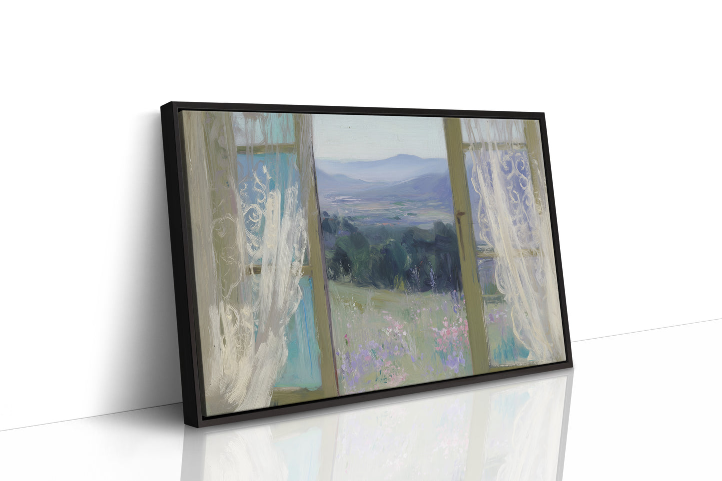 Wildflowers Dance Beyond Lace Windows