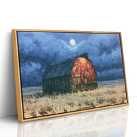 Old Red Barn Under Moonlight
