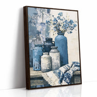 Blue Jars and Wildflower Sprays