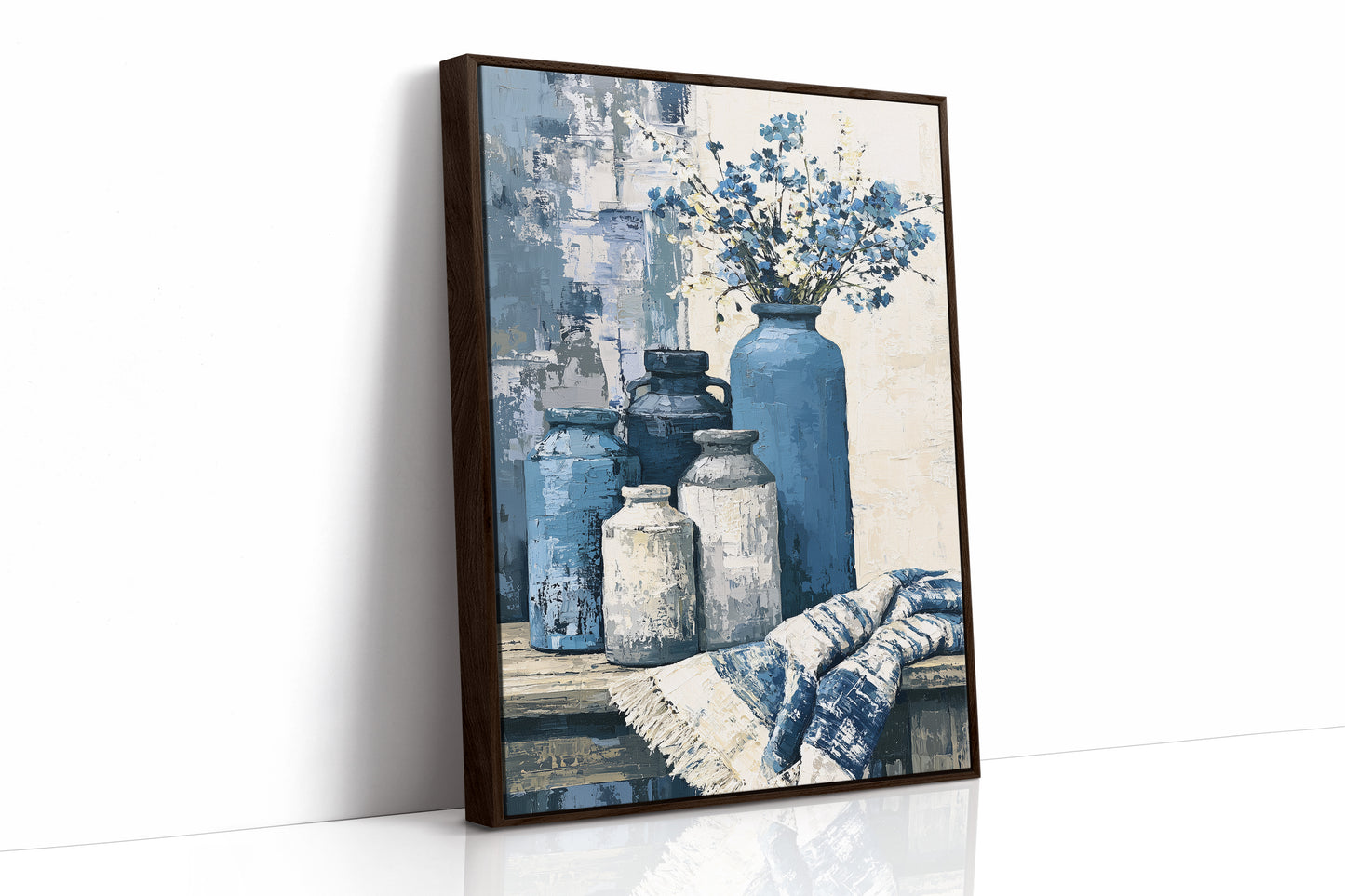 Blue Jars and Wildflower Sprays