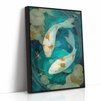 Koi Circle Through Lotus Depths