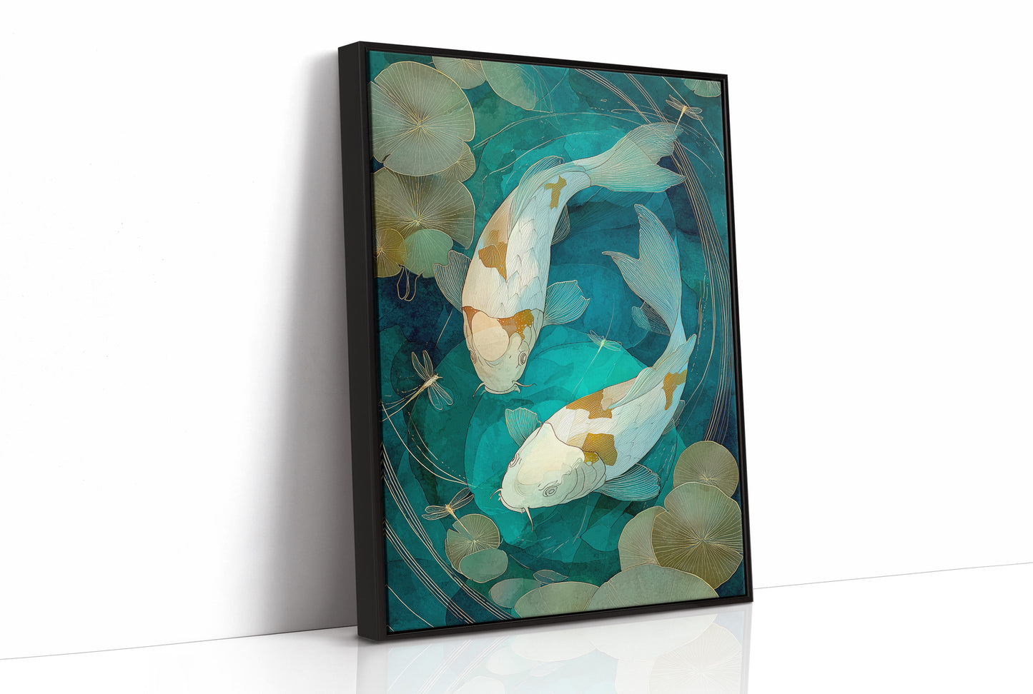 Koi Circle Through Lotus Depths