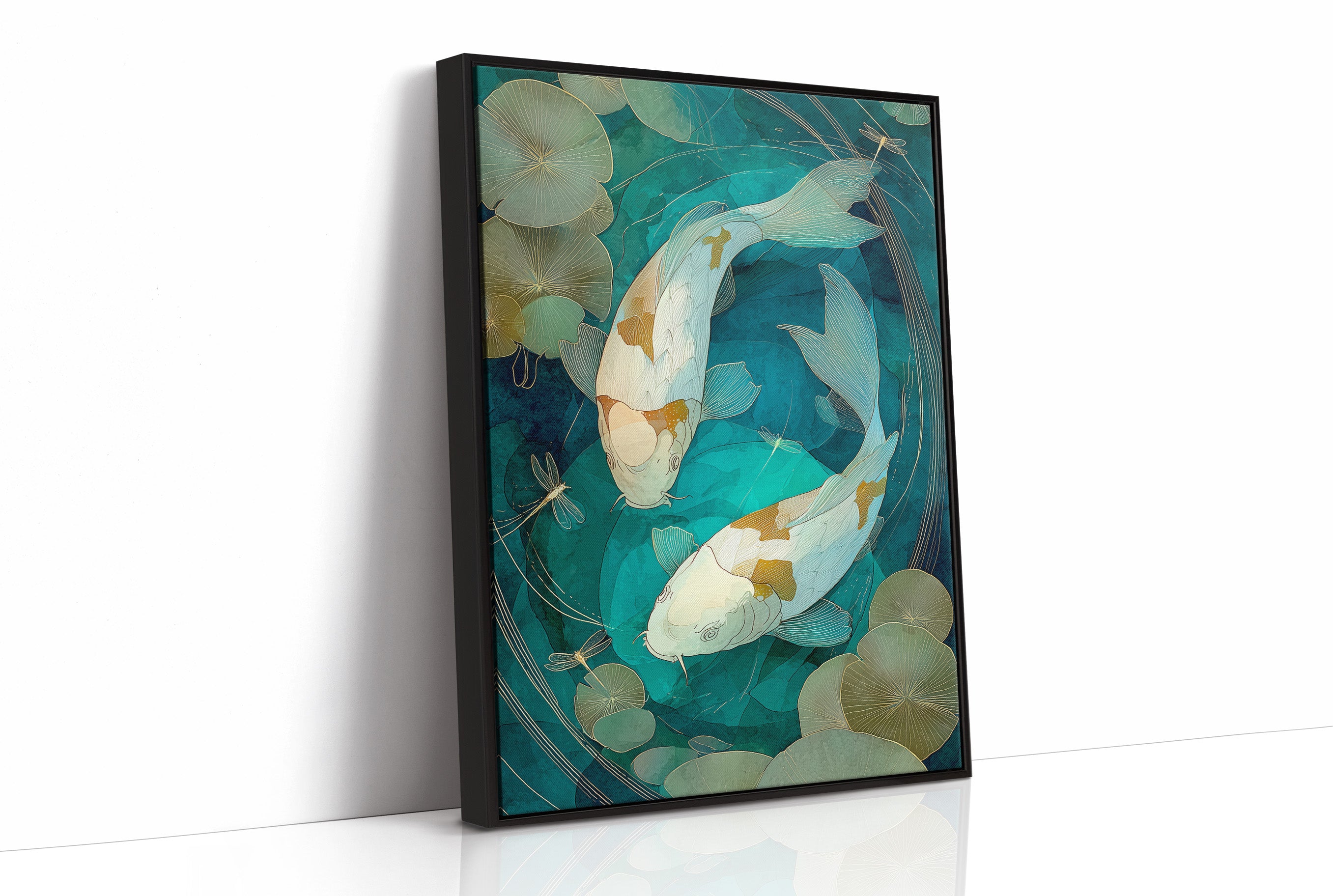 Koi Circle Through Lotus Depths