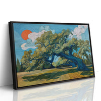 Ancient Oak Bends Toward Sunset