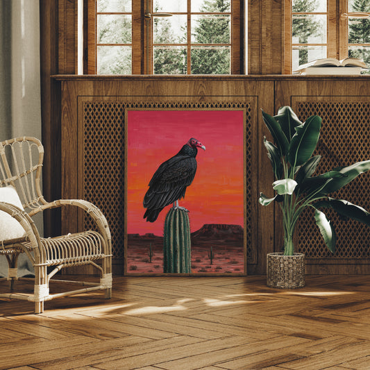 Vulture Waits While Sunset Burns