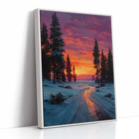 Winter Path Catches Fire At Dusk