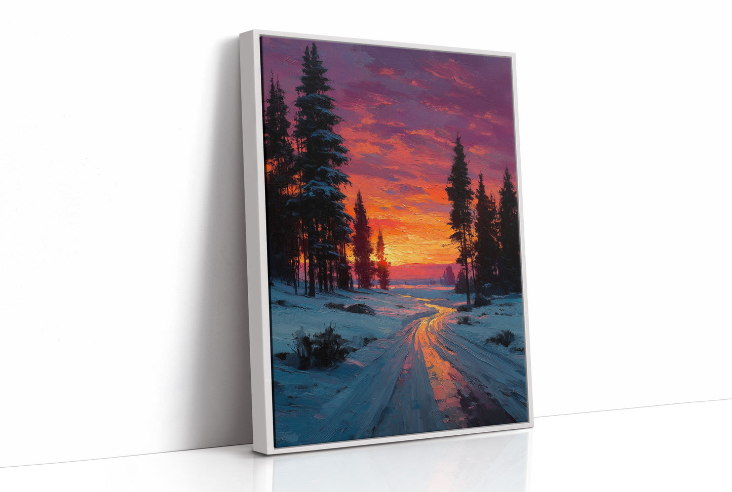 Winter Path Catches Fire At Dusk