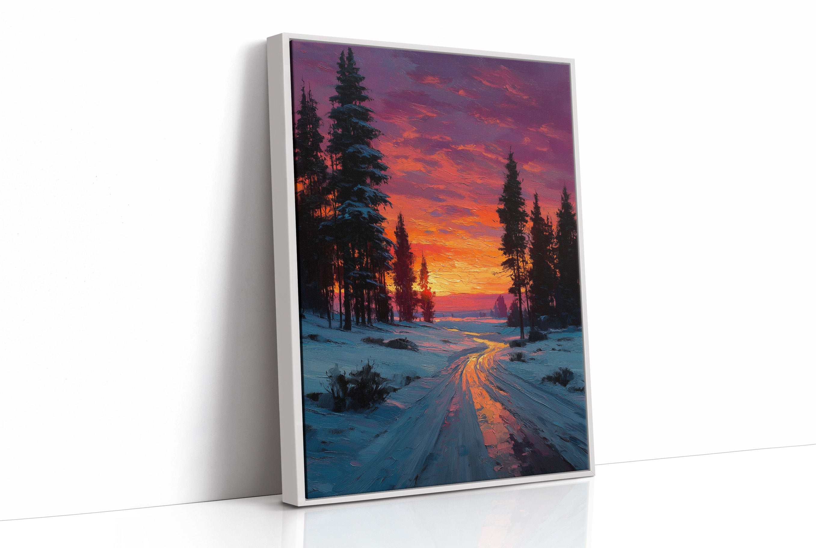 Winter Path Catches Fire At Dusk