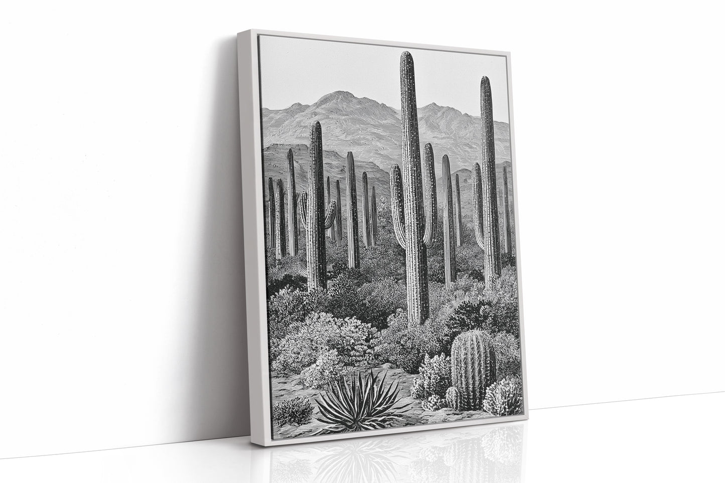 Saguaro Forest In Fine Line