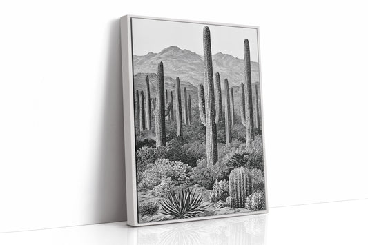 Saguaro Forest In Fine Line