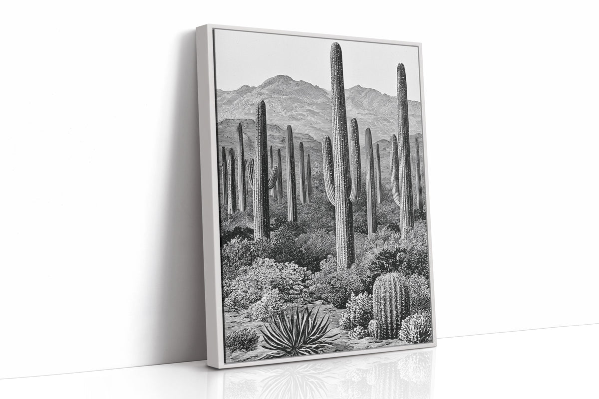 Engraved Saguaro Forest Standing Tall