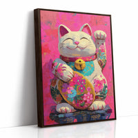 Lucky Cat Blooms In Neon Dreams