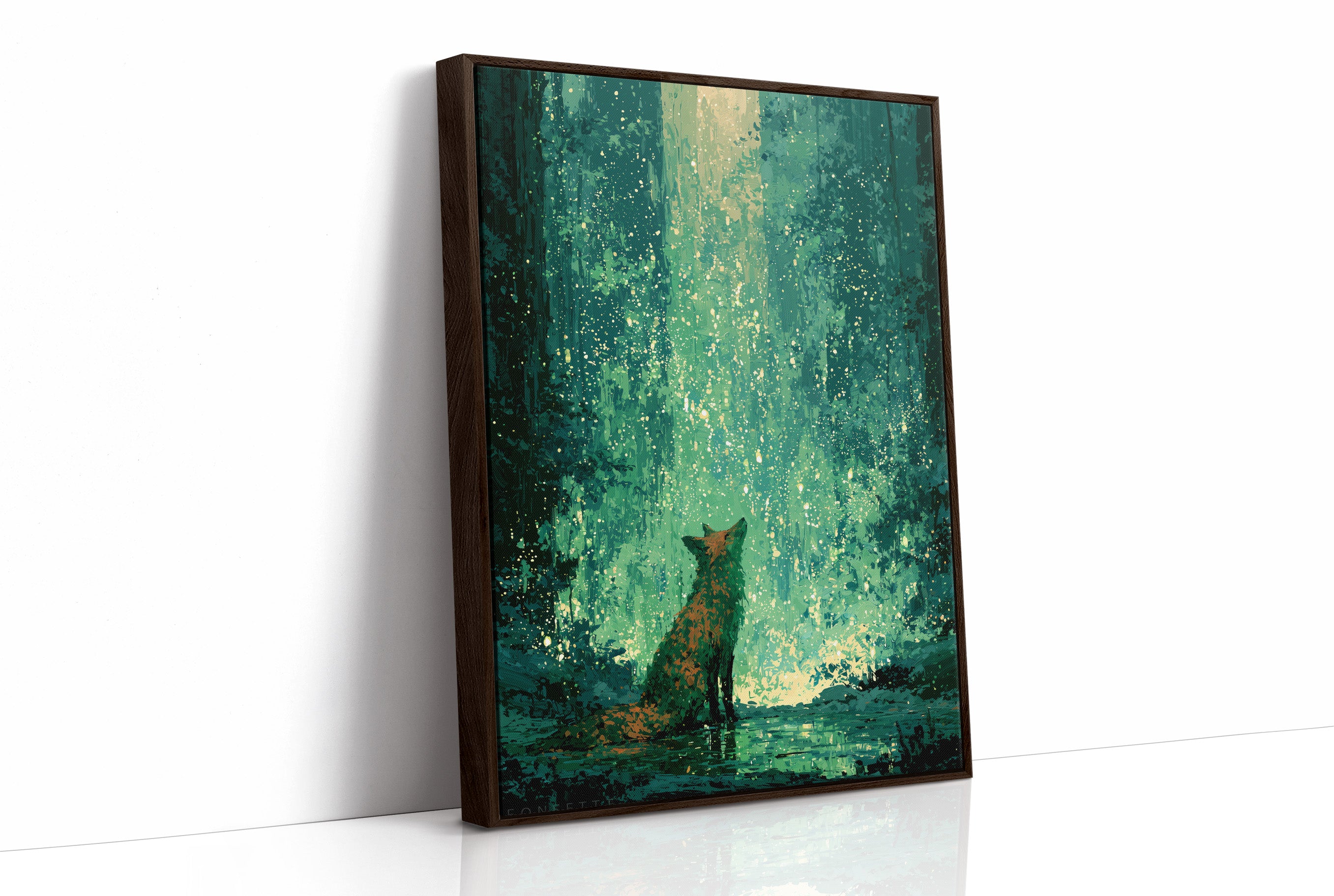 Fox Beneath Falling Sparks