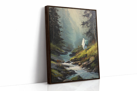 The Hiker Beneath Misty Pines