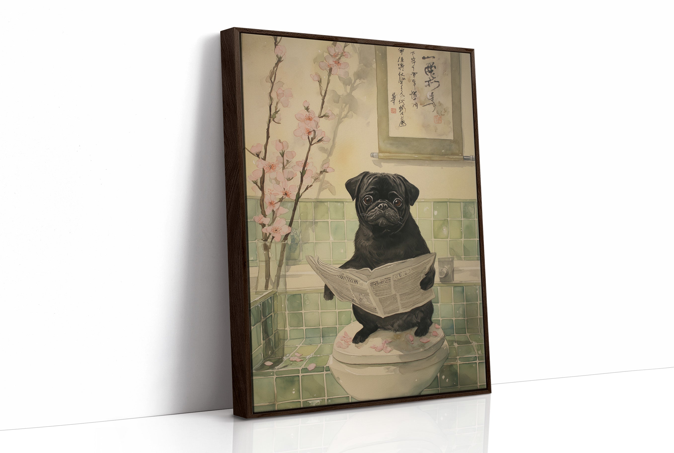 Pug's Morning News And Cherry Blossoms