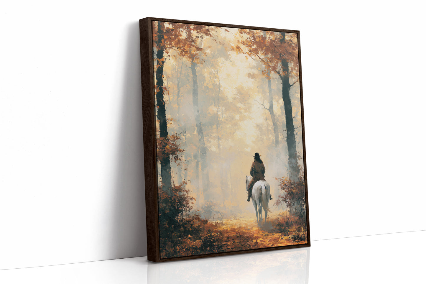 Rider's Path Through Golden Fog