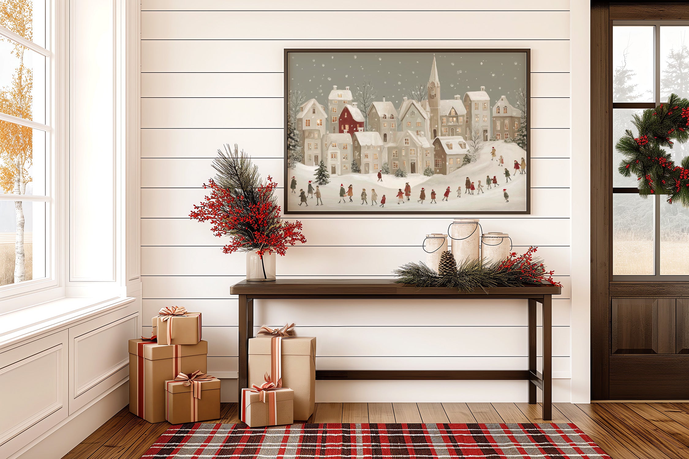 Snow Falls On Village Procession