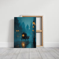 Midnight Carriage Through Teal Fog