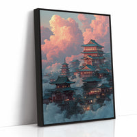 Ancient Temples Touch Sunset Clouds