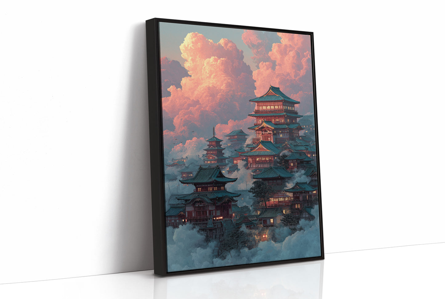 Ancient Temples Touch Sunset Clouds