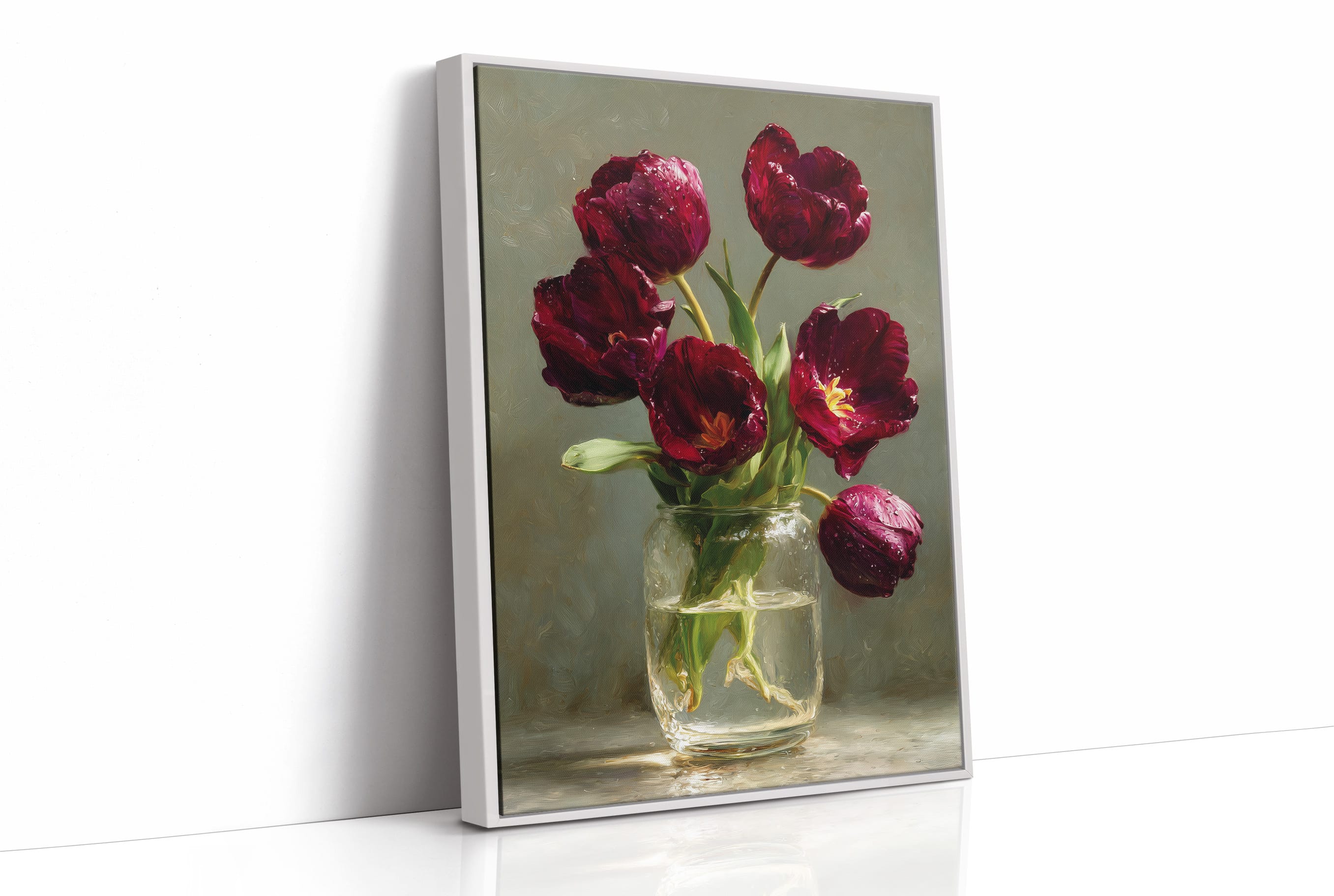 Still Life With Burgundy Tulips