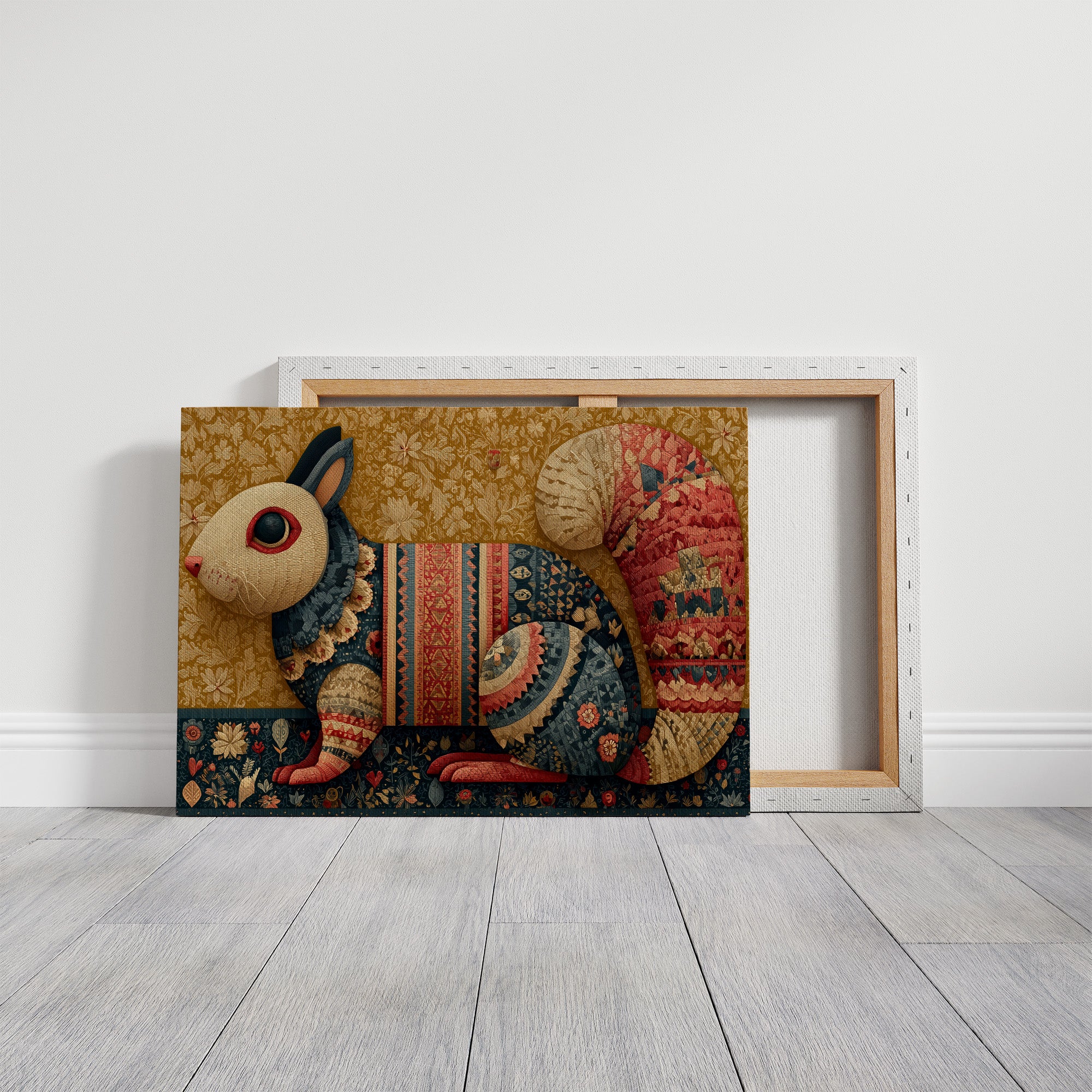 Folk Tapestry Rabbit Portrait